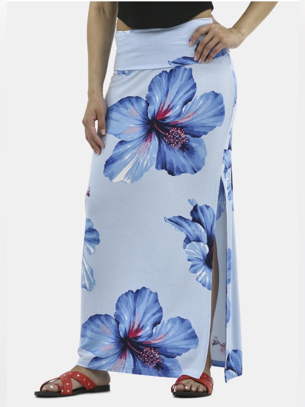 *NWOT* No Boundaries Women’s Knit Foldover Slit Maxi Skirt, Size Small (4–6)